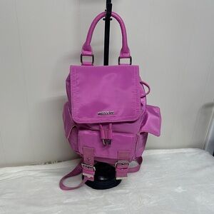 Vibrant Pink Backpack with Gold Hardware